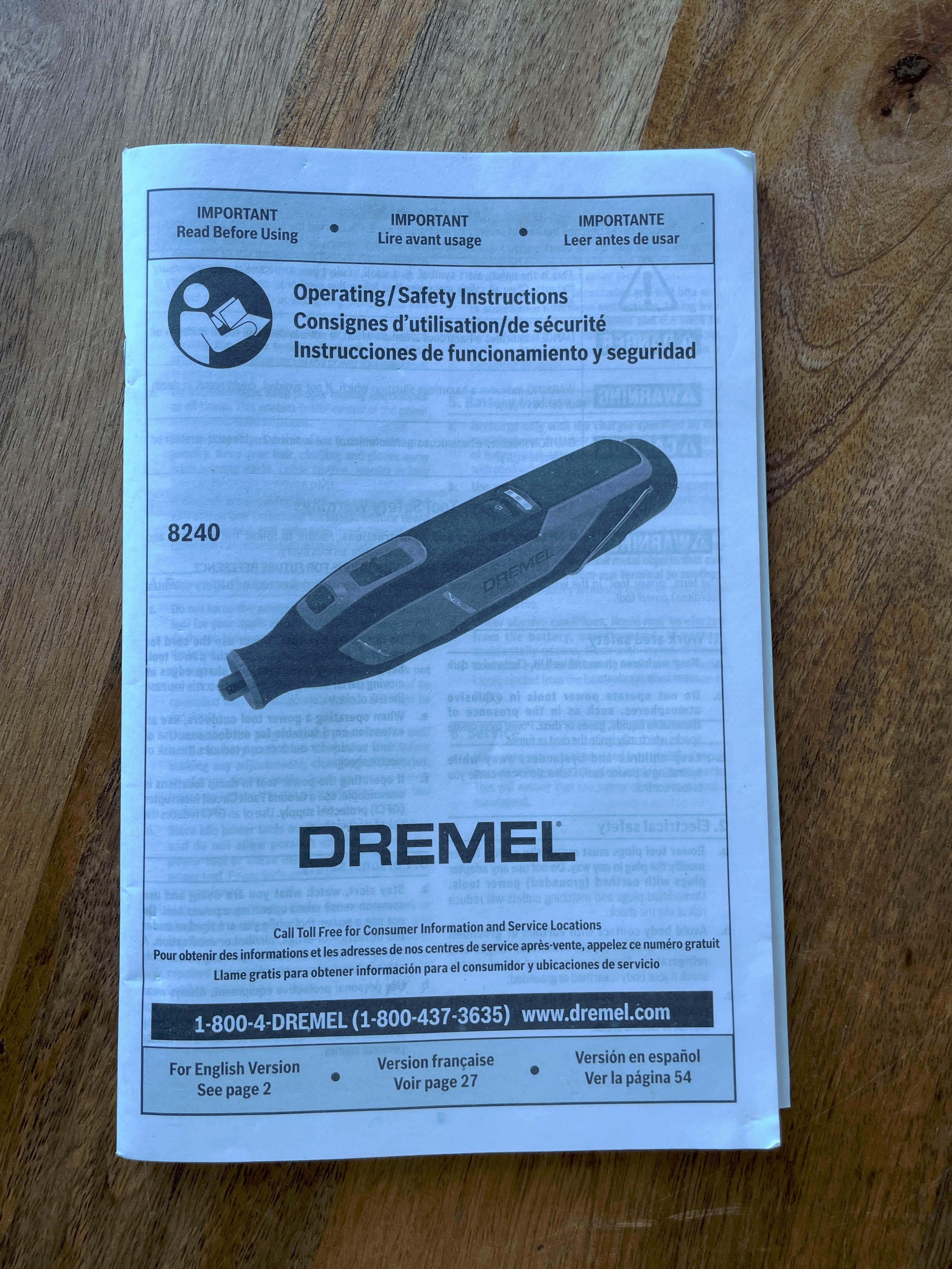 A Bit Used Tools DREMEL Rotary Tool 8240: 35,000 RPM Max. Speed, Variable Speed, 1/8 in_1/16 in Collet Size, (1) 2.0 Ah (Refurbished)